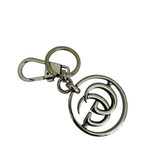 GUCCI Palladium tone Italy Double‎ G Logo Keychain 752067